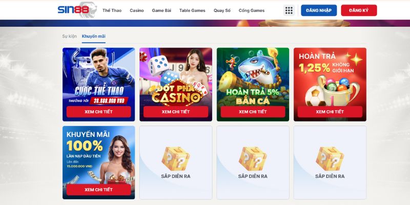 Khuyến mãi nổi bật tại nhà cái uy tín SIN88